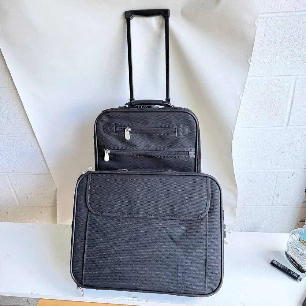 Jourdan 2-in-1 Business Travel Case Rolling Luggage Set Black Style 2365 NIB